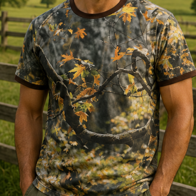 T-shirt Camuflada com logotipo no peito