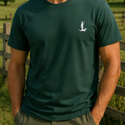 T-shirt verde com logótipo Cor do Monte branco no peito