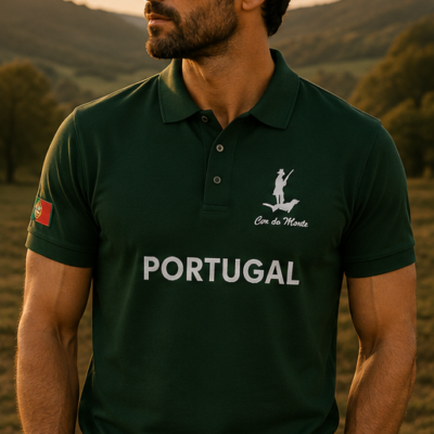 Polo verde com bordado Portugal e Cor do Monte