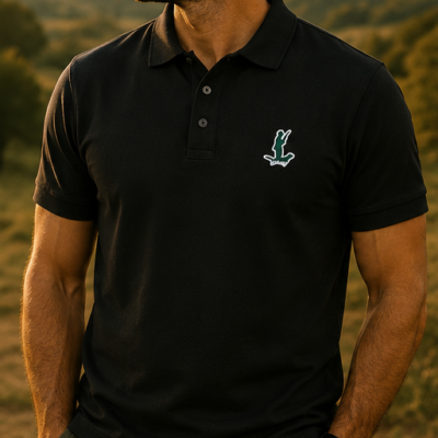 Polo negro con patch verde
