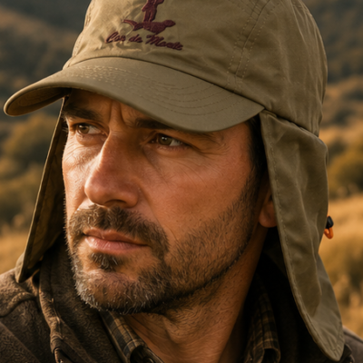 Green cap with protection with brown "Cor do Monte" marron